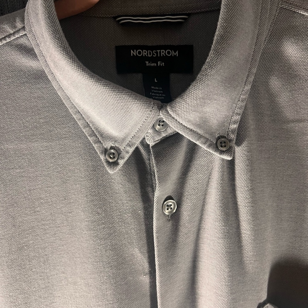 Nordstrom Men's Charcoal Button Down stretch comfy fit Shirt Size large - Picture 4 of 6